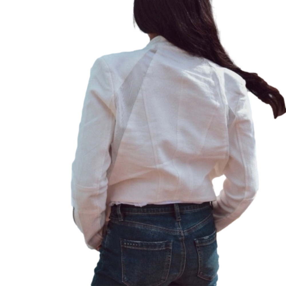BLANK NYC White Moto Blazer with Mesh Detail Size Size Large Cropped - Picture 3 of 16